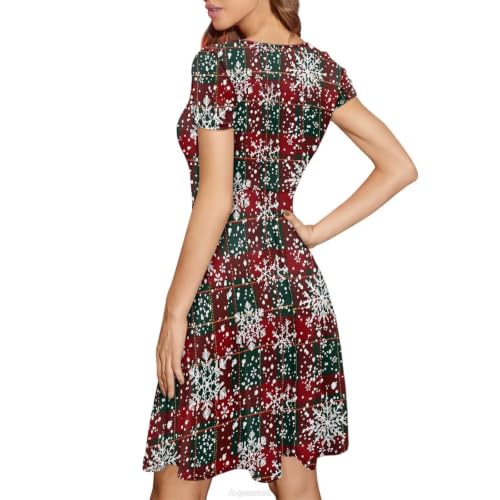 Image of POLERO Sunflower Dress for Women Floral Summer Dresses Short Sleeve Casual Sundresses Midi Dresses