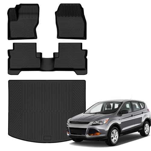 Auxko All Weather Floor Mats Cargo Mat for Ford Escape 2013 2014 2015 2016 2017 2018 2019 All Season TPE Accessories Guard Odorless Anti-Slip Floor Liners Trunk Mat