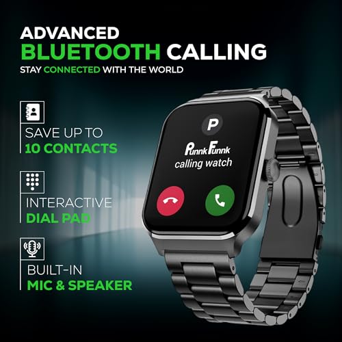 Image of PunnkFunnk NovoLux HD Display Smartwatch for Men & Women Answer /Make Calls, Heart Rate Monitor, 113+ Sports Modes, Step Counter, IP68 Waterproof, Compatible with Android & iOS(Metal Black)