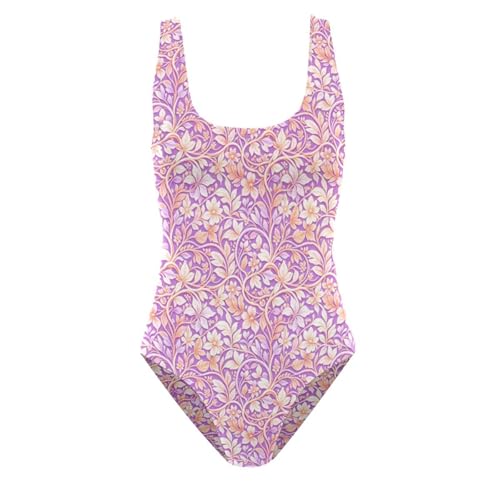 Traje de baño de hojas moradas ideal para tus tardes de spa y playa 5