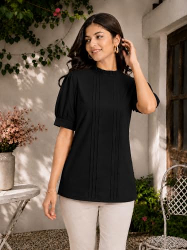 Image of Yash Gallery Womens Rayon Solid Relaxed Fit Casual Top Women & Girls