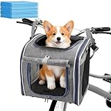 Hundefahrradkorb, Hundekorb Fahrrad Vorne Faltbarer Atmungsaktiver Hundefahrradkorb Rucksack Schultertasche Autositz mit 4-Mesh-Fenster für kleine Hundekatzen-Welpen