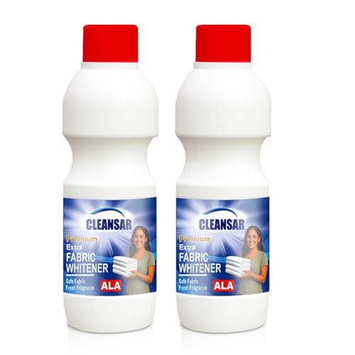 CLEANSAR Premium Extra Fabric Whitener with ALA Formula | Brightens Dull Fabrics Instantly, Removes Tough Stains, Gives Brighter Whites | Safe on Fabric, Fresh Fragrance, Easy to Use (Pack of 2)