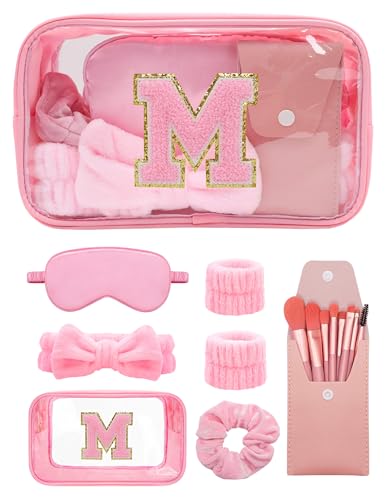 Gift Sets for Women, Initial Makeup Bag with Makeup Brush