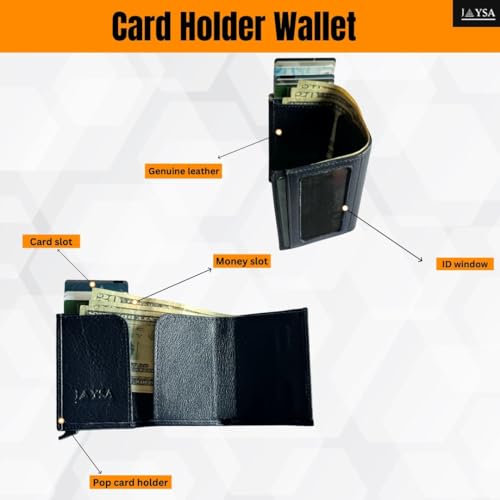 Jaysa Pop up Card Holder Leather,Card Holder, Minimalist Leather Wallet, Card Wallet with Money Pocket (Dark Blue)3