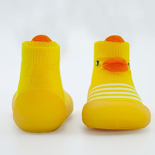 1 Pair Baby First Walking Shoes, Baby Socks Shoes Boys/Girls Walkers Shoes Non-Skid Slipper Shoes with Soft Rubber Sole Toddle Sneaker Yellow,Blue4