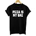 Uideazone Women Letters Print Short Sleeve Shirt Casual Couple Tees Cotton