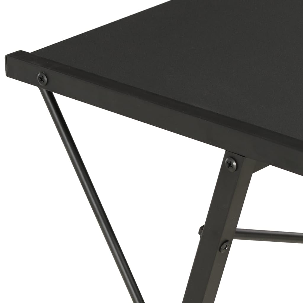 Scrivania con ripiano nero, 116 x 50 x 93 cm, scrivania per computer con gambe a forma di X, tavolo da lavoro per ufficio e casa, salvaspazio, con spazio di archiviazione e design ergonomico