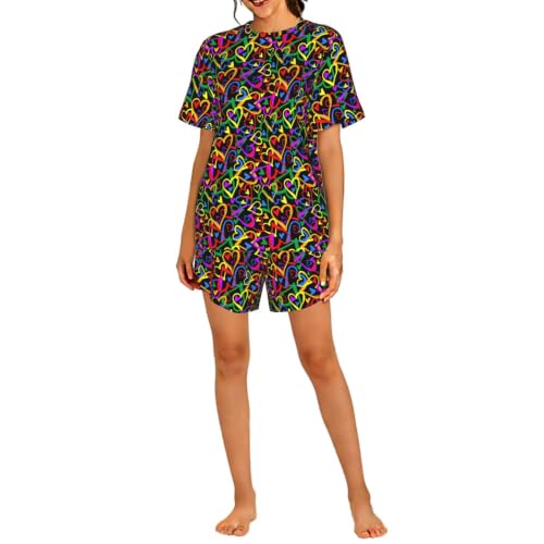 Pyjama court arc-en-ciel Gay Pride ensemble homewear léger femme