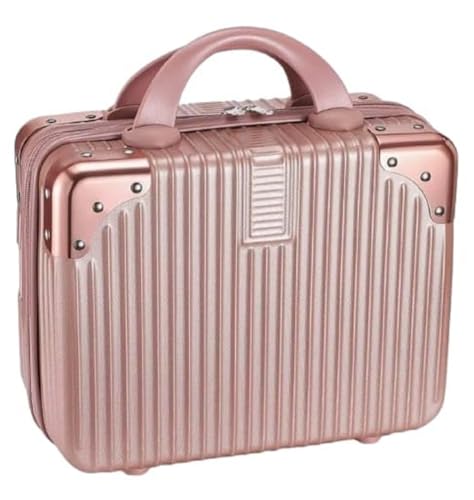 Image of inchSmall Travel Makeup Case - Portable Cosmetic Storage Suitcase Organizer Box for Women, Compact Luggage Style Beauty Bag with Compartments, Zipper Closure & Easy Carry Handle inch