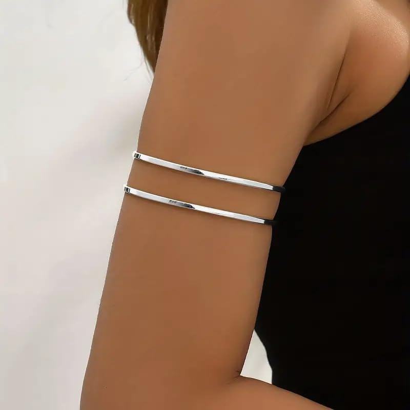 Minimalist Arm Cuff Gold Cuff Upper Arm Bracelet Dainty Layered Bangle Jewelry for Women2