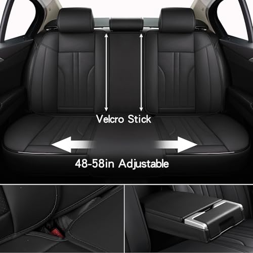 Image of MINGBRON Car Seat Cover Full Set, Leather Car Seat Cover, Waterproof Seat Covers, Car Seat Cushion, Nappa Leather Seat Covers Car Seat Protector Universal Fit Most Cars Black