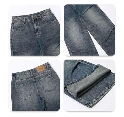 Men's American Baggy Wide Leg Jeans Make Old Design Streetwear Denim Pants2