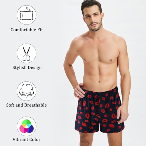 Mens Cotton Boxers Funny Woven Pattern Plaid Boxer Shorts Inseam Pajamas Single Pack2