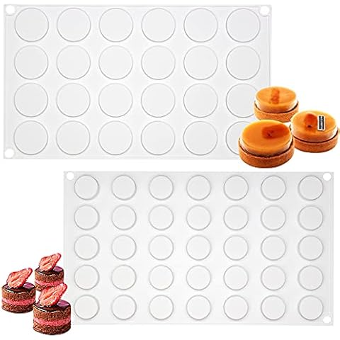 Flat Round Disc Silicone Mold Baking Tray 2 Sizes for Mini Tart Epoxy UV Resin Chocolate Cookie Dessert Caramel Candy Soap Jewelry Making Cover