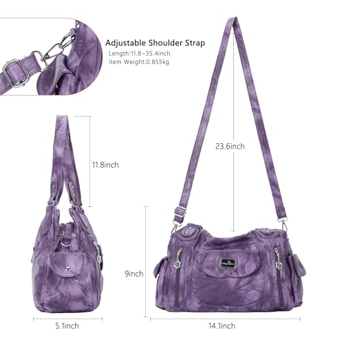 Image of Angel Kiss Purses for Women, Large Shoulder Bag Hobo Tote Purse Mutipocket Faux Leather Satchel Hobo Purse