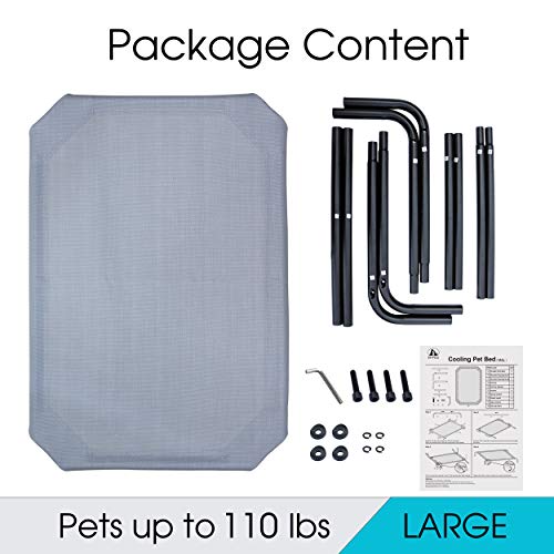 Phyex Heavy Duty Steel-Framed Portable Elevated Pet Bed, Elevated Cooling Pet Cot, 50.5" L X 30.5" W X 7.8" H(L, Grey) #TOP2