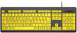 Adadmei Large Print Computer Keyboard, Wired USB High Contrast Keyboard, Oversized Big Letters Keyboard for Visually Impaired Low Vision Individuals, Seniors, Students, Computer Beginners