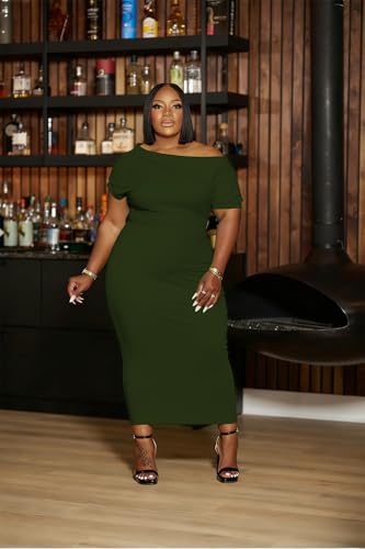 Image of YeGine Women Plus Size Bodycon Long Dress Off Shoulder Sexy Slim Elegant Dresses