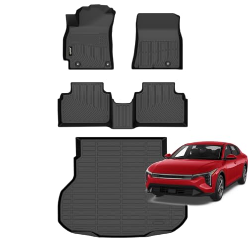 Jenofa-Floor Mats for Kia K4 2025 LX LXS EX GT-line Turbo Car Mats Cargo Mat Custom Fit 2025 K4 Sedan All Weather Waterproof Rubber High Edge Protection Floor Liner Accessories Full Set