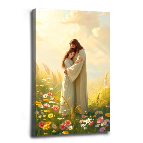 Jesus Embracing Girl Poster Spring Easter Wall Decoration Modern Christian