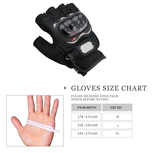 Image of Leosportz Riding Gloves For Men Bike Riders - Special Tactical Gloves With Rubber Knuckle Punch | Non-Slip Half Finger With Firm Padding Motorcycle Gloves (L, Black), Motorsports, Large