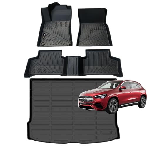 Jenofa-Floor Mats for Mercedes Benz GLA 2021-2026 Cargo Mat Car Mats for Benz GLA 2025 All Weather Floor Liner Custom Fit Automotive Non-Slip Waterproof High Edge Protection Full Set Accessories