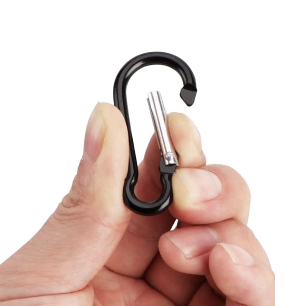 100 Pièces Mousqueton en Alliage d'aluminium Noir, Mini Mousqueton Porte-clés, pour Le Camping, la Randonnée, la Pêche