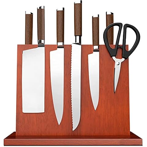 Magnetic Knife Block-Nunemosk Multi-functional Storage Knife Holder for Kitchen with Double Sided Strong Magnets Knife Strip-OAK Magnetic Knife Stand for Knife Storage-11.6 * 9.8 inch Cover