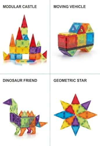 Image of Happy Hues 36-Pc Magnetic Building Tiles Set - 3D Clear Magnet Blocks STEM Educational Toys - Creative Construction Castle Set with Storage Box for Toddlers, Boys & Girls Ages 3+