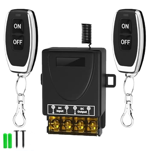 12V Remote Control Switch Wireless Low Voltage DC 12V-72V 30A RF Relay Switch Kit for Garage Doors Motors Pumps Roller Shutters Lights - 328ft Long Range