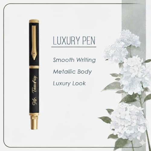 Image of Roshfort Luxury Pen - Customized Personalized Pens with Company Name Logo - Elegant Writing Instrument for Corporate Gifts. WhatsApp +91 9631056748 (Classic Gold Black)