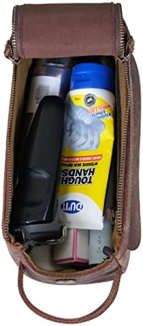 Leather Travel Toiletry Bag for Men, Dopp Kit Mens Shaving Bag with Zipper Pocket and Hanging Loop, Distressed Brown 2 Leather Travel Toiletry Bag for Men, Dopp Kit Mens Shaving Bag with Zipper Pocket and Hanging Loop, Distressed Brown