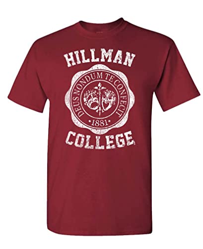 The Goozler Hillman College - Retro 80s Sitcom tv - Mens Cotton T-Shirt, XL, Maroon