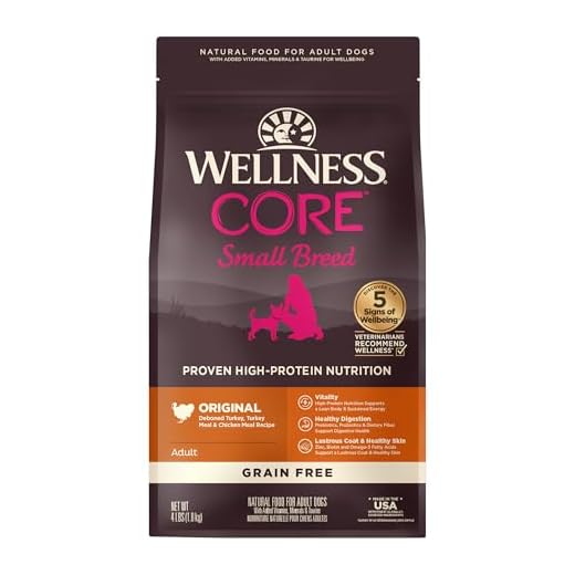 Wellness CORE Dry Dog Food, Small Breed, Grain-Free, High Protein, Natural, Original Turkey & Chicken Recipe, (4-Pound Bag)