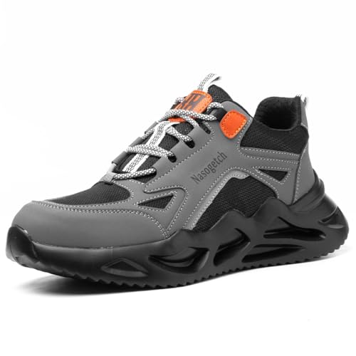 Nasogetch Sicherheitsschuhe Turnschuhe mit Stahlkappe für Herren Damen Arbeitsschuhe, Blaugrau 770, 40 EU