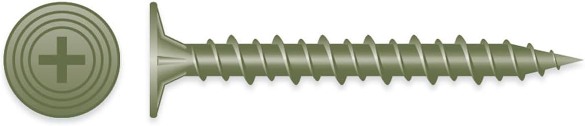 8 x 2 1/4 Phillips Wafer Hi-Low Cement Board Screws w/ Nibs Sharp Point Ruspert Coated - Carton (2500)
