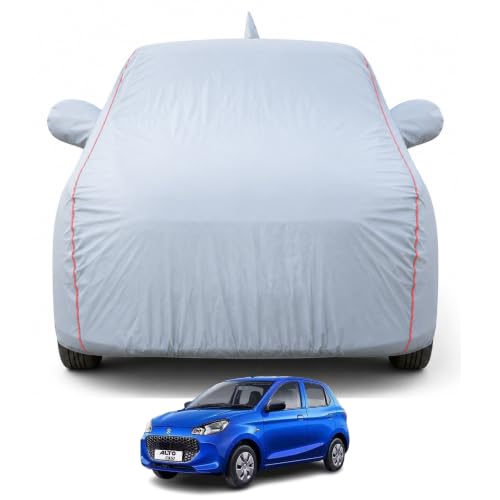 Image of Premium Car Cover for Maruti Suzuki Alto K10 (2022-2026) | 100% Waterproof, Dustproof & UV Protection | Mirror & Antenna Pocket | Soft Inner Lining, Triple Stitched | Belt & Buckle (Dark Grey)