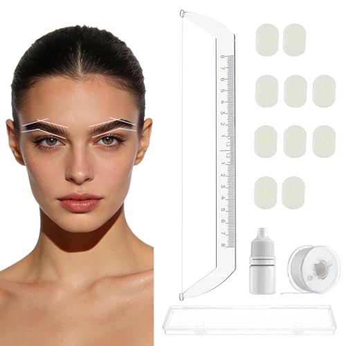Eyebrow Ruler Eyebrow Measuring Tool Beginner Brow Mapping Kit(Includes Pigment Coloring Cotton) Achieve Symmetrical Perfectly Shaped Brows Brow Makeup Tools TA638