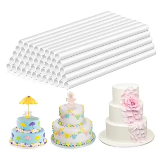 YJIUYUANQ Plastic Cake Dowel Rods Cake Support Rods Stacking Cake Straws White Plastic Cake Sticks Support Rods Cake Tools,0.4 Inch Diameter 9.5 Inch Length, 60 Pieces