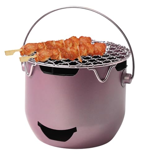 Barbacoas De Carbón Pequeñas - Barbacoa Exterior con Rejilla de Cocción y Asa,Barbacoa de Acero para Cocinar Viaje Playa Jardín Camping