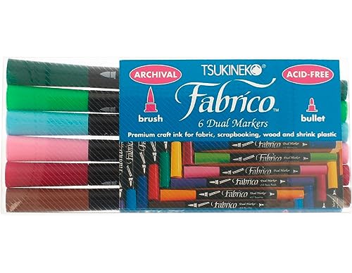 Tsukineko PF600007 Dual-Ended Fabrico Marker Color-Fast, Arboretum, 6-Piece Set