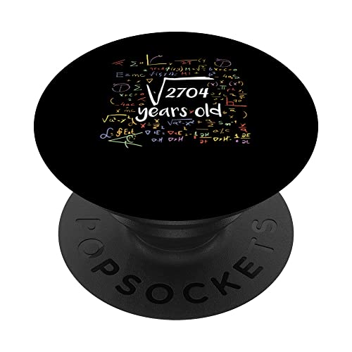 Raíz Cuadrada De 2704 52 Años Fiesta Cumpleaños Celebrar PopSockets PopGrip Intercambiable