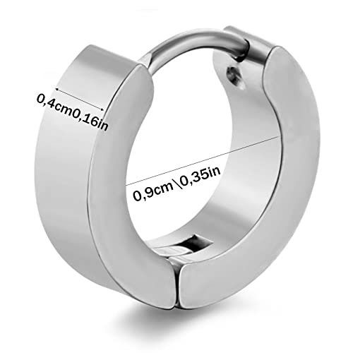 Momeski 2 Paar Edelstahl schwarz silber matt Herren- / Damenohrringe 4mm / 9mm Klassische Creolen (schwarz und silber)