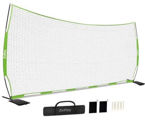 Lacrosse Backstop Net 20 x 10 ft Soccer Backstop Net for Backyard Sport Netting Barrier Ball Stop Net Includes Portable Carry Bag 2 Sand Bags 4 Ground Stakes