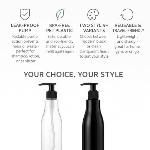 Image of Prakash 500ML Transparent Trophy Bottle (Pack of 3) Empty Plastic Trophy Pump Bottles Dispenser Portable Shampoo Lotion Hand Pump Bottle