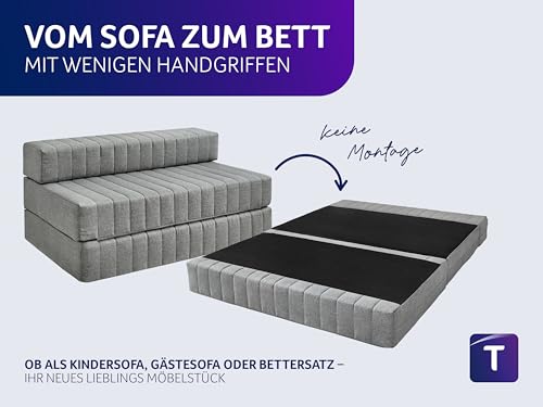 Dvostruki madrac za goste Dream Night / kauč na razvlačenje, trosjed za goste s funkcijom spavanja, prostor za ležanje cca. 140 x 200 cm, siva