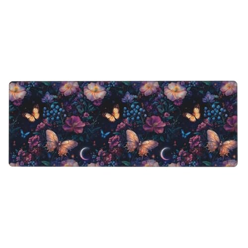 Tapis de souris de jeu violet et grand tapis de bureau fleuri
