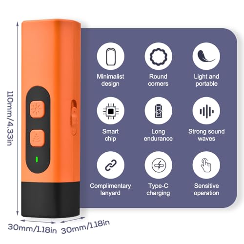 Rppiup Anti Bell Gerät Hunde, Antibell Ultraschall Gerät, Type-C Wiederaufladbar Schonendes Ultraschall Hundegebell mit 3 Einstellbaren Frequenzen LED-Taschenlampe für Kleine Mittel