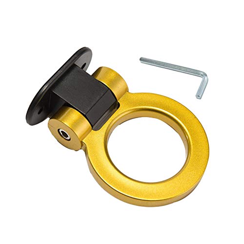 xinyijiayi Automobile Universal Modified Tow Rope Decorative Hook, Personalized Tow Rope Hook, Traction Belt Front Bumper, Paste-Type Modification Golden